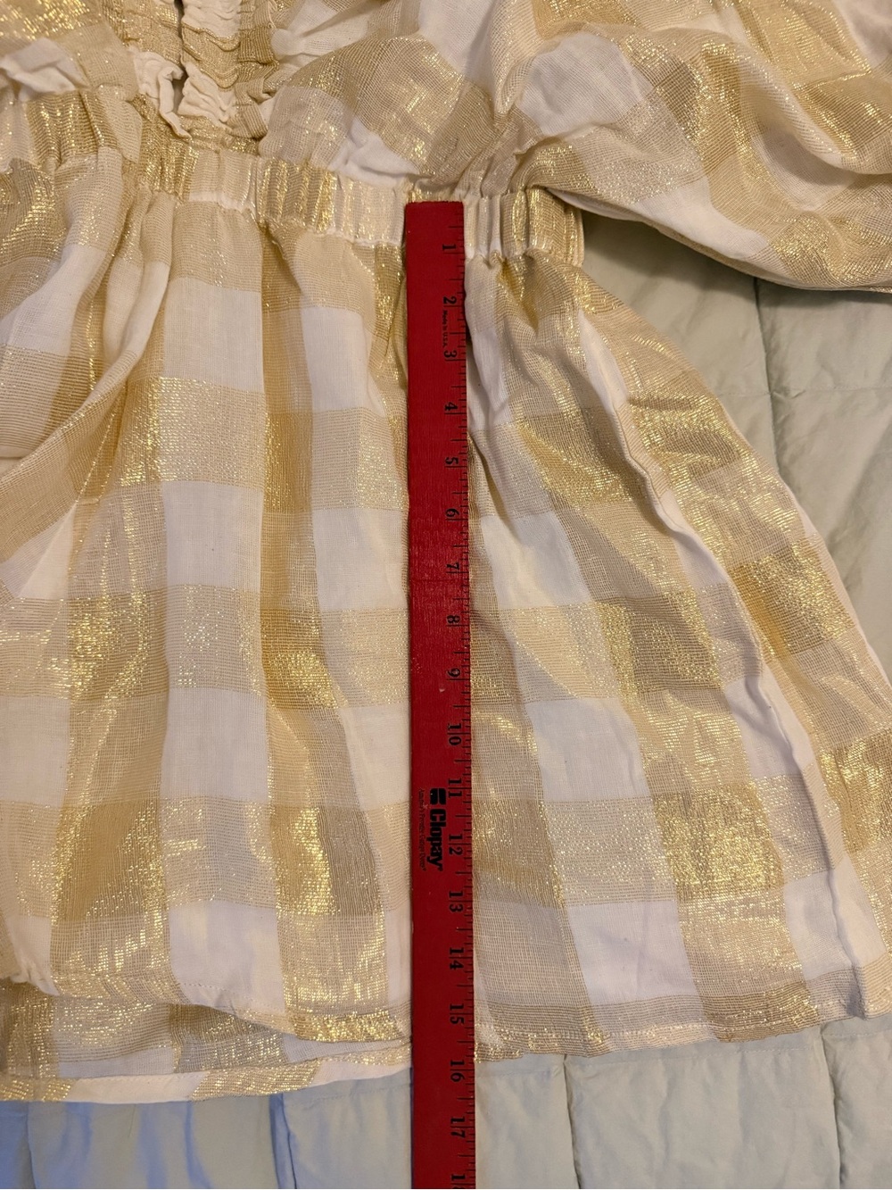 SUNDRESS Alicia Romper Size M/L Gold Gingham Metallic Threading NWT - Picture 14 of 16
